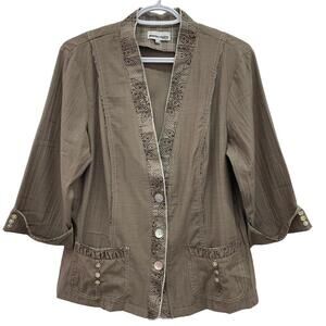 Marie Claire Womens Brown Evening Jacket Mother Of Pearl Buttons Size Large​​
